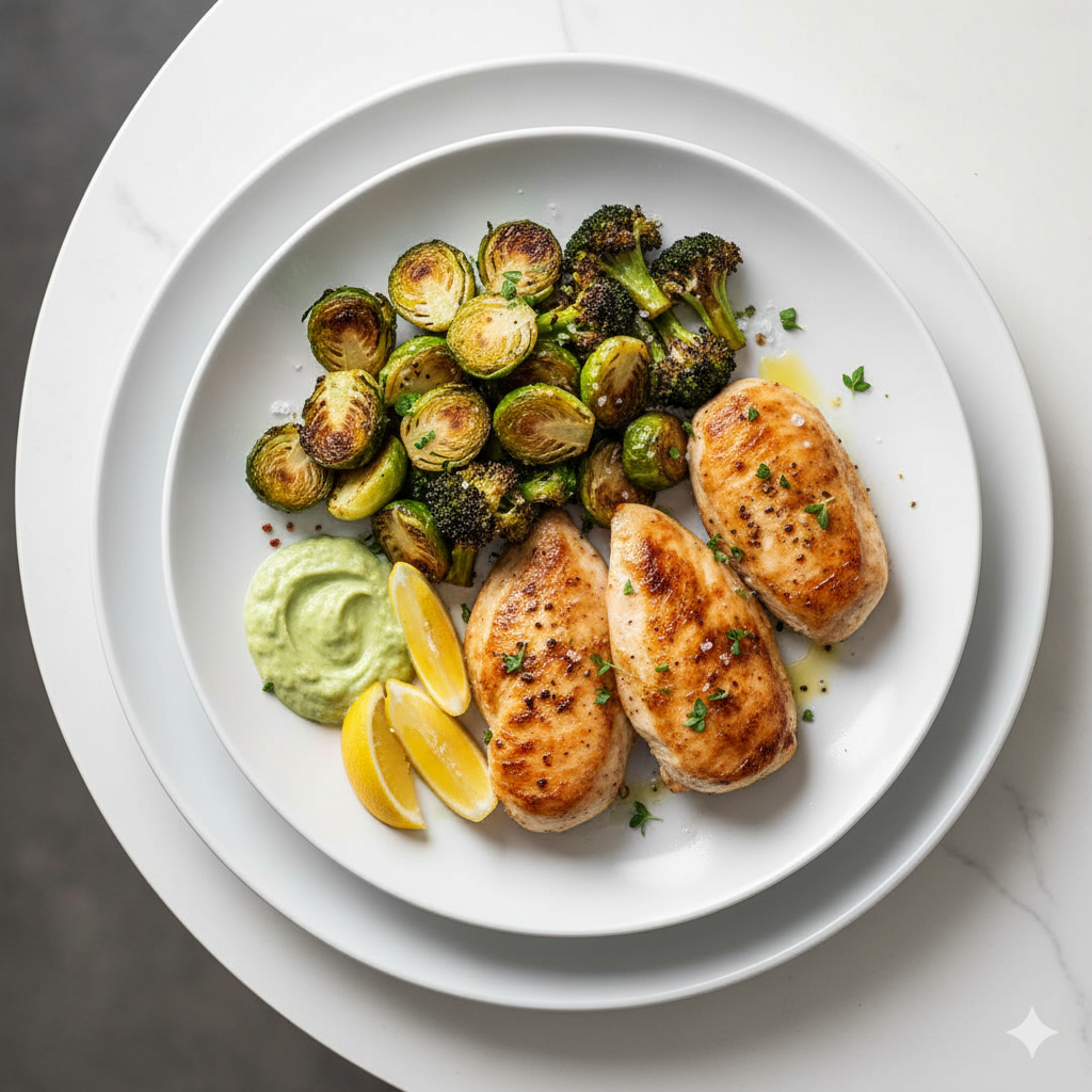 Hyper-Realistic Top-Down Dinner Plate